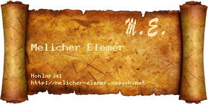Melicher Elemér névjegykártya
