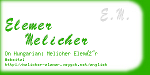 elemer melicher business card